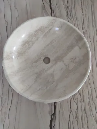 Lavabo sobre encimera de mármol Travertino Crema
