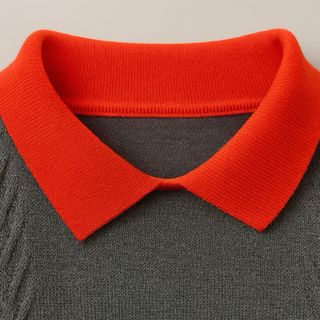 Nuevo Jersey gris invierno con rayas naranjas