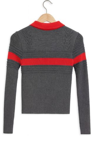 Nuevo Jersey gris invierno con rayas naranjas