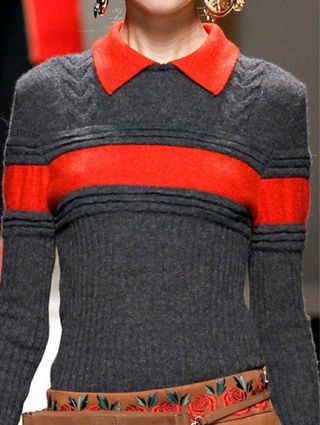 Nuevo Jersey gris invierno con rayas naranjas