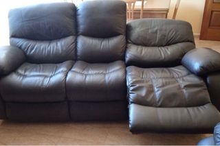Sofá de piel reclinable marron oscuro