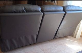 Sofá de piel reclinable marron oscuro