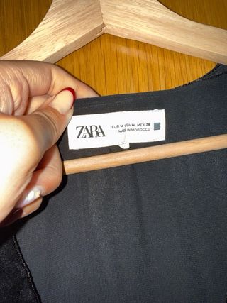 Vestido Zara Negro Brillantina Terciopelo Talla M