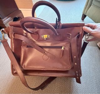 Bolsa de viaje de cuero marrón de alta calidad