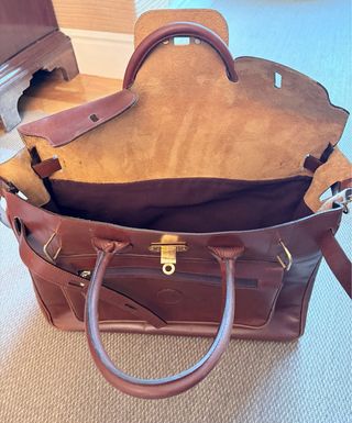 Bolsa de viaje de cuero marrón de alta calidad