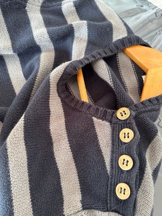 Zara Man Striped Sailor Sweater with Button Detail
