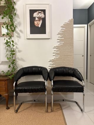 Due Poltrone Giotto Stoppino pelle vintage sedie