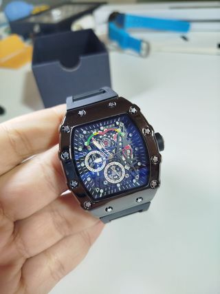 Reloj estilo Richard negro 40 mm – Nuevo