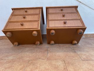 2 Cajoneras Rattan y Madera