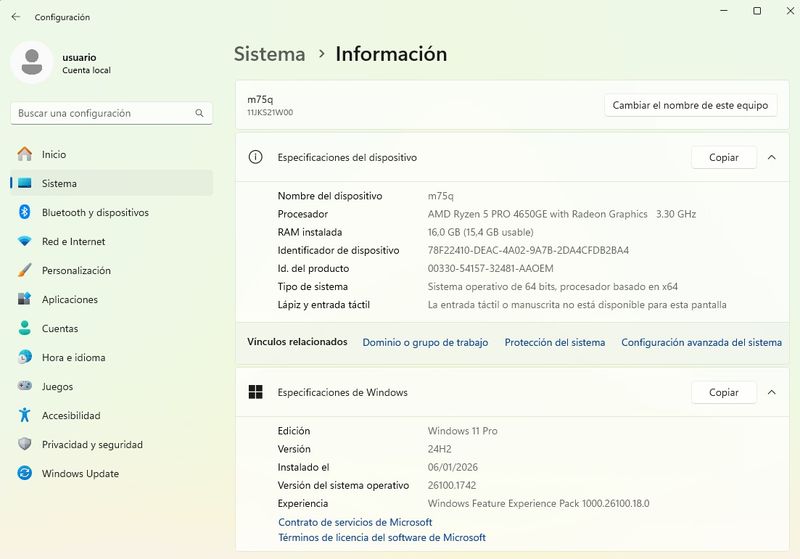 Lenovo M75q Ryzen5 4650GE 16GB 256GB SSD afbeelding 2