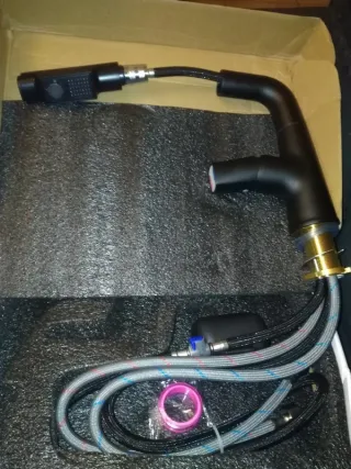 Rubinetto Lavello Cucina Nero con Estraibile