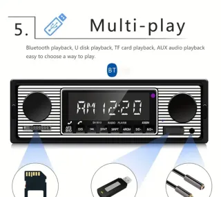 Radio Reproductor Coche MP3 Bluetooth 1Din AUX USB