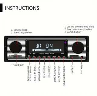 Radio Reproductor Coche MP3 Bluetooth 1Din AUX USB