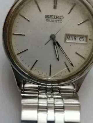 Orologio Seiko Quartz Vintage Argento Bianco