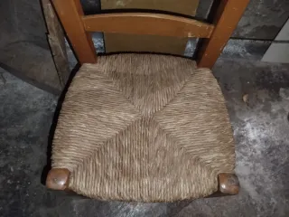 Silla infantil madera y yute vintage