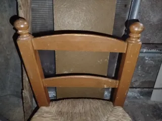 Silla infantil madera y yute vintage