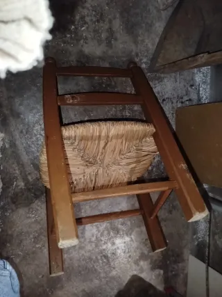 Silla infantil madera y yute vintage