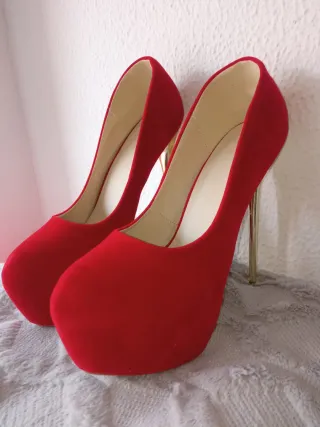 Zapatos tacón plataforma rojos dorados T45