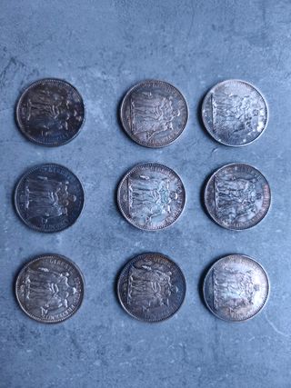 Lote Monedas Plata 10 Francs Hercule