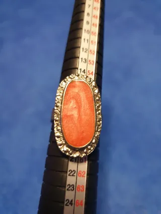 Anello ovale arancione e argento