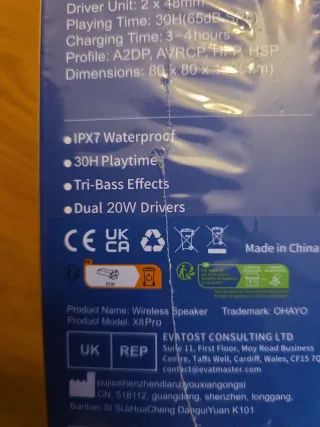 Altavoz Bluetooth Ohayo X8 Negro/Multicolor