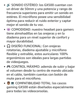 Auriculares GX500 Indeca Wired Stereo PS5 PS4 Xbox