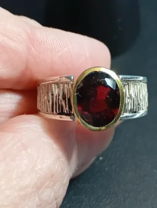 Anillo Plata Ley Granate,talla exacta 23, 5 mm
