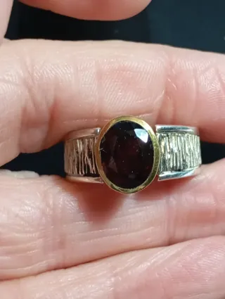 Anillo Plata Ley Granate,talla exacta 23, 5 mm