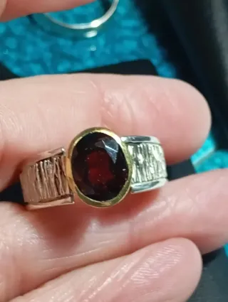 Anillo Plata Ley Granate,talla exacta 23, 5 mm