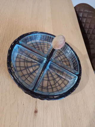 Plato para snacks con cesta y 4 compartimentos