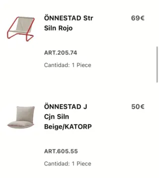 Sillón Onnestad Ikea Rojo y Blanco.
