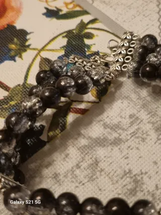 Bracciale perle nere e cristallo