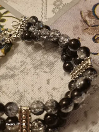 Bracciale perle nere e cristallo