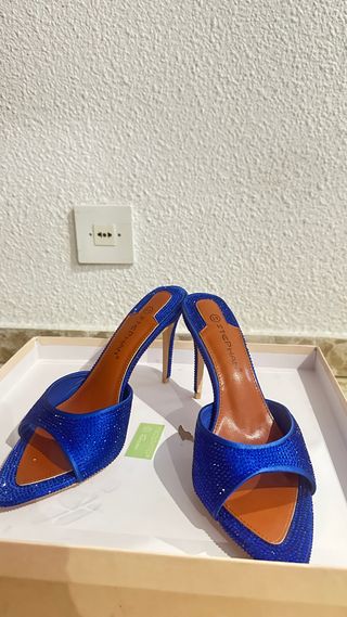 Sandalias STEPHAN tacón alto pedrería azul