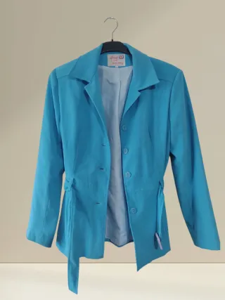 Casaco pele de pêssego azul