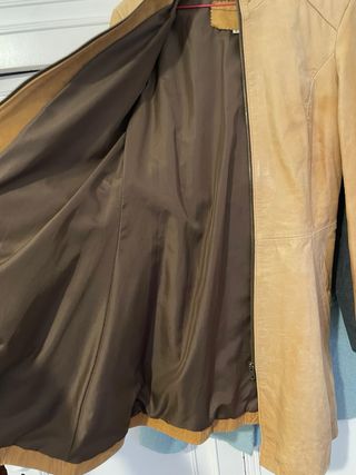 Abrigo levita piel color camel