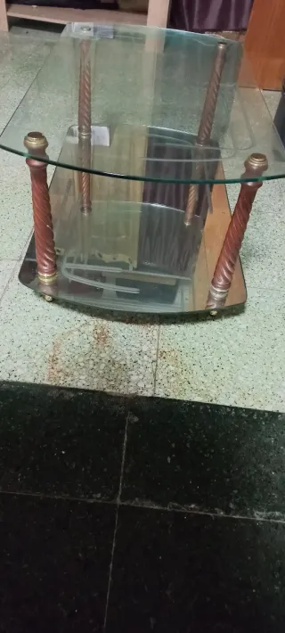 Mesa de centro cristal y metal