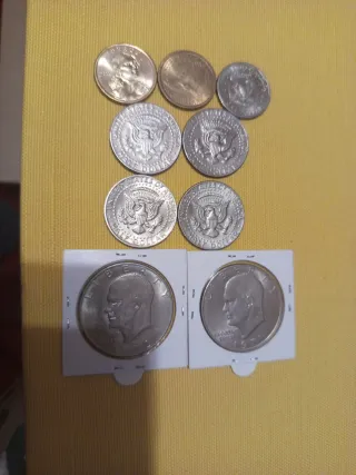 Lote monedas dólar y medio dólar