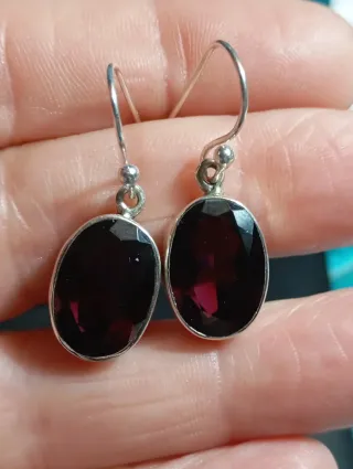 Pendientes Plata Ley granate