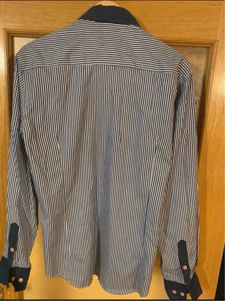 Camisa Koroshi Talla L Rayas Azul y Rojo