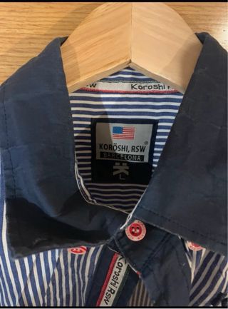 Camisa Koroshi Talla L Rayas Azul y Rojo