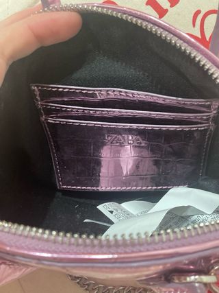 Mini bolso Zara efecto piel cocodrilo rosa