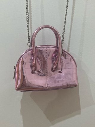 Mini bolso Zara efecto piel cocodrilo rosa