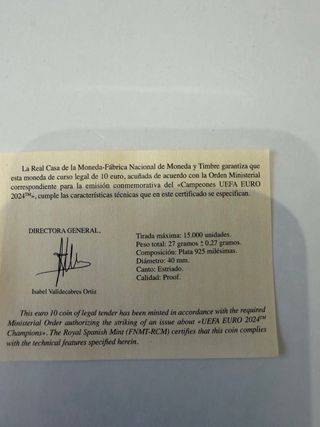 Moneda Euro UEFA 2024 Campeones