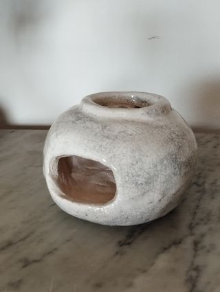 Luminária Porta Vela em Cerâmica Artesanal