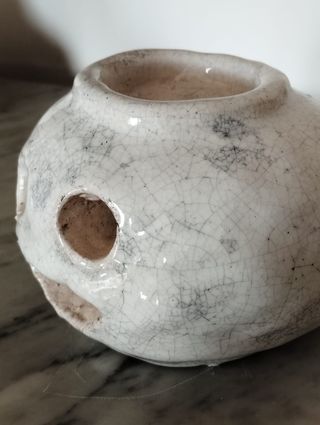 Luminária Porta Vela em Cerâmica Artesanal