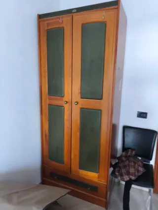 Armario de madera con puertas de cristal
