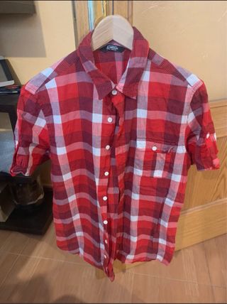 Camisa Pull and Bear cuadros roja Talla M