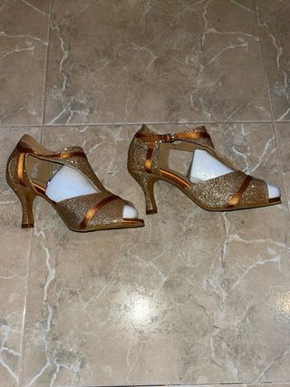 Zapatos de baile de salón oro talla 39