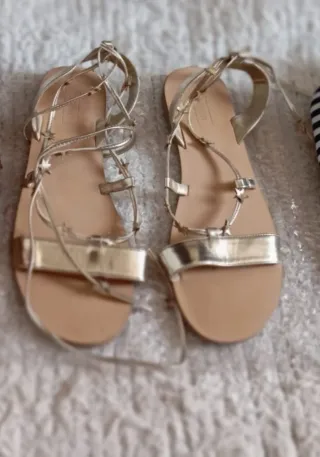 Pack 3 Sandalias Mujer: Doradas, Marrones, Azule